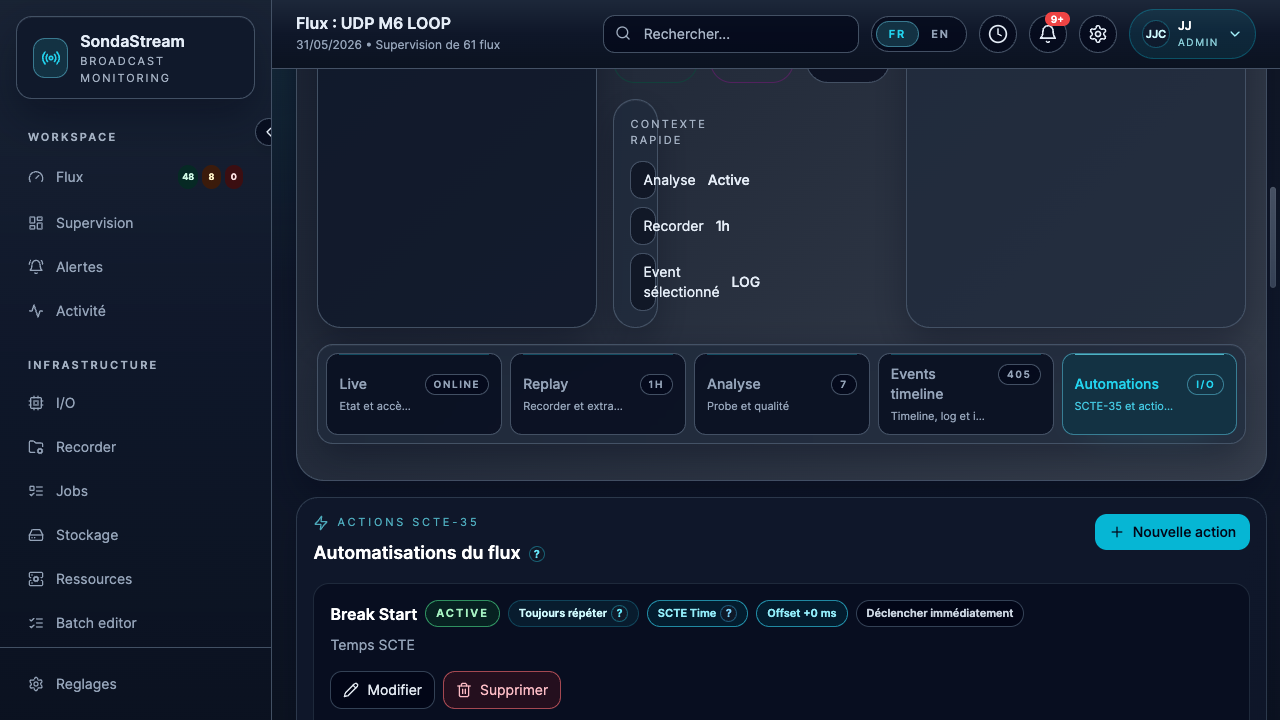 Automatisations SCTE-35 d’un flux